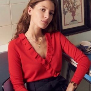 Sezane Red Ruffle Top Size Medium
